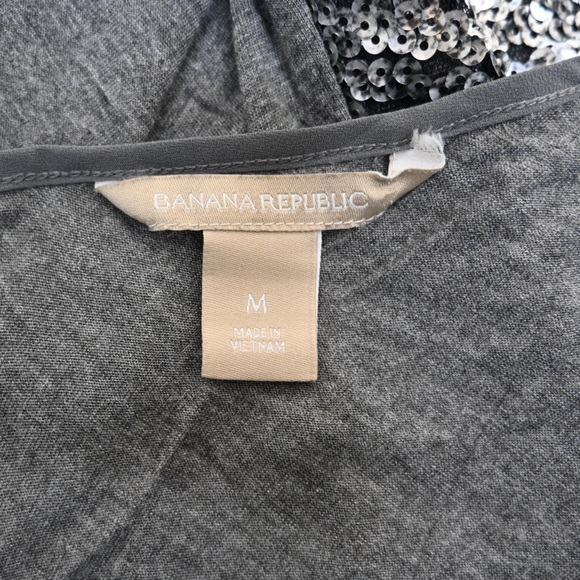Banana Republic Women's M Silver Gray Sequin Sleeveless Dressy Lined V-Neck Top - Picture 8 of 10